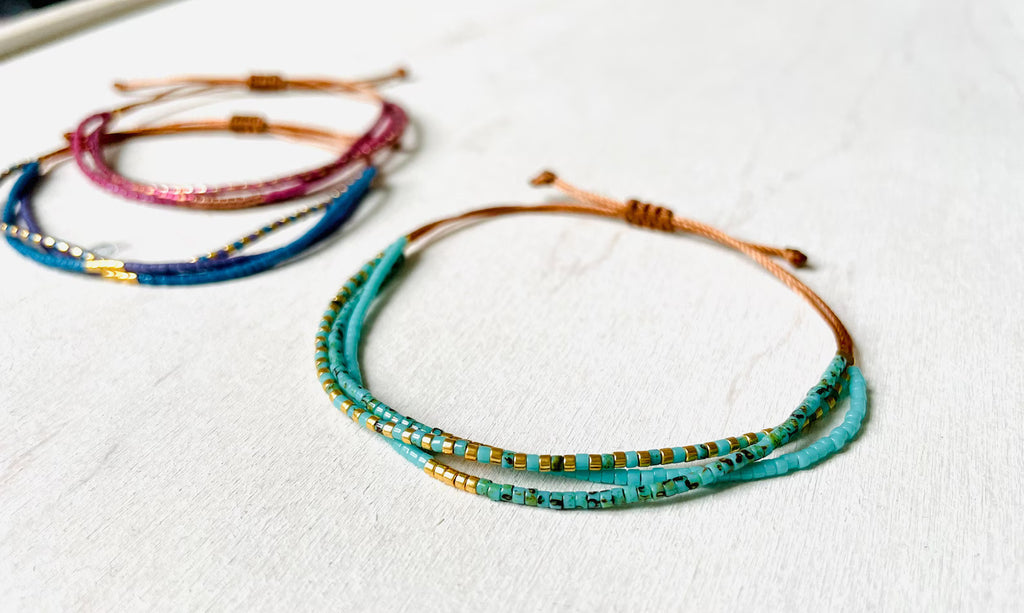 Bracelet Perle Tissé Miyuki Réglable en nylon